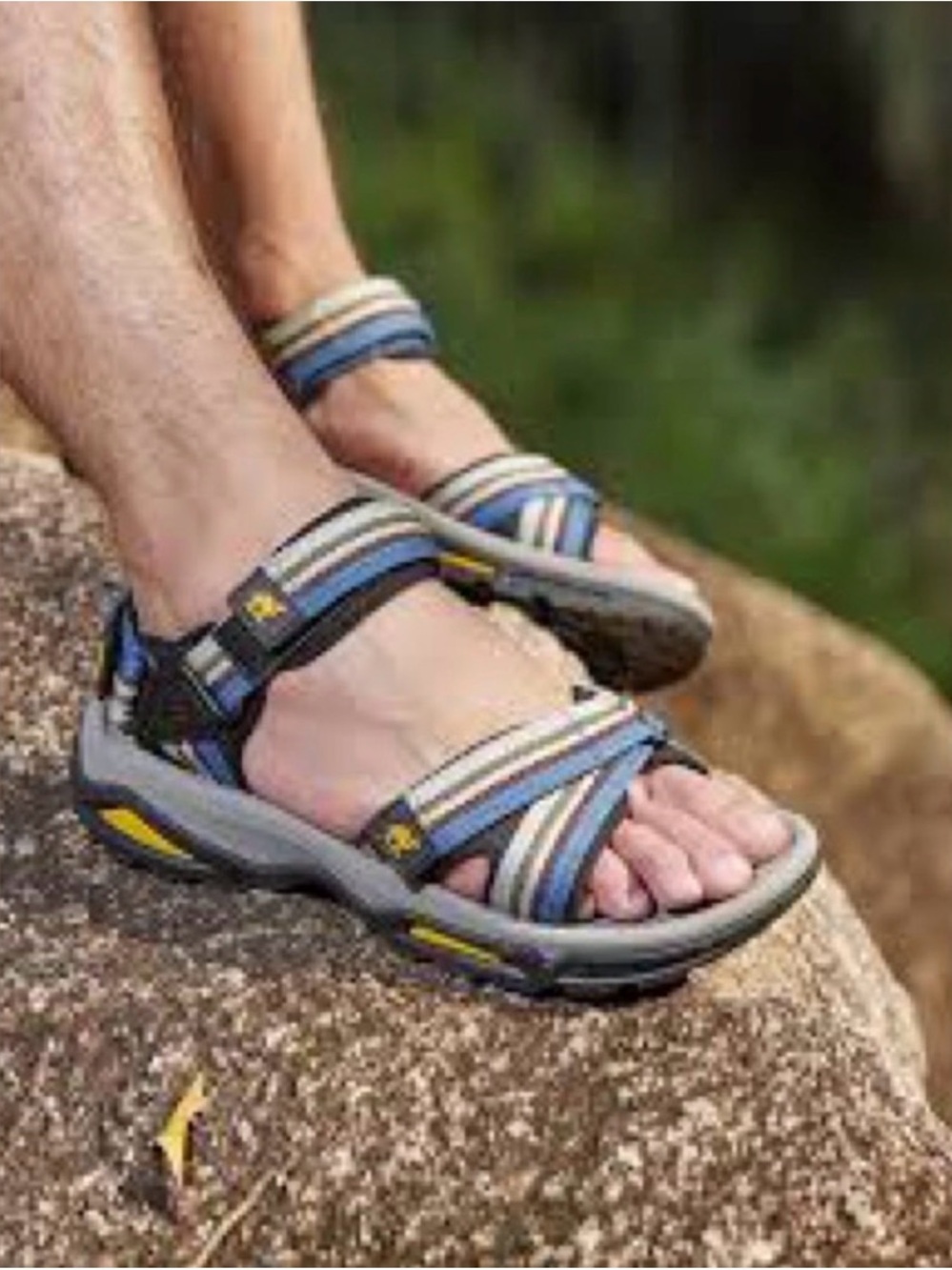 Camel Crown Light Blue and Gray Adjustable Strap Sandals